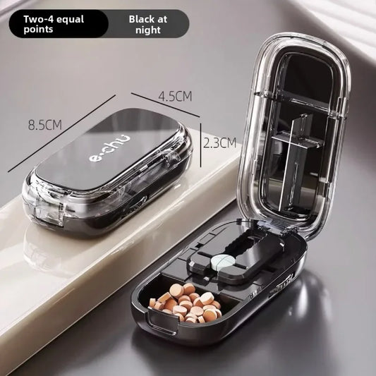 Compact Travel Pill Box Cutter Container - Luxicro
