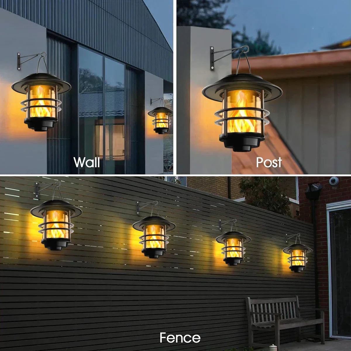 Garden Solar Lantern with Warm Flicker Light Effect - Luxicro