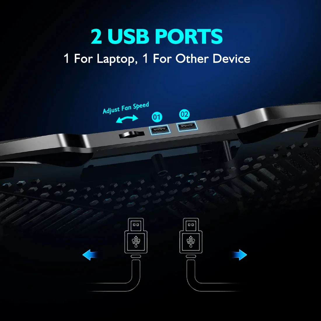 Portable Laptop Cooler Pad with Silent Fans & Stand