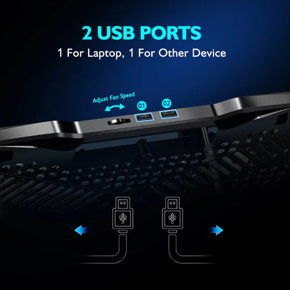 Portable Laptop Cooler Pad with Silent Fans & Stand