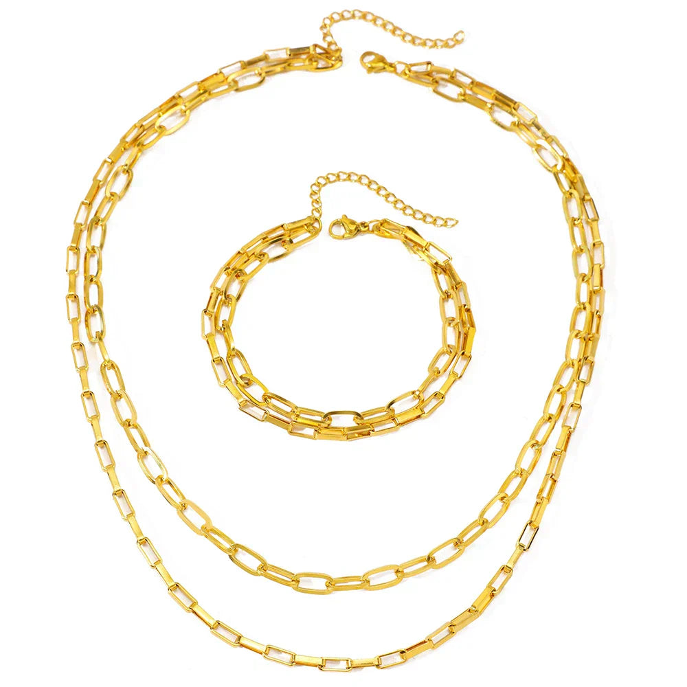 Interlocking Metal Paperclip Link Jewelry Set
