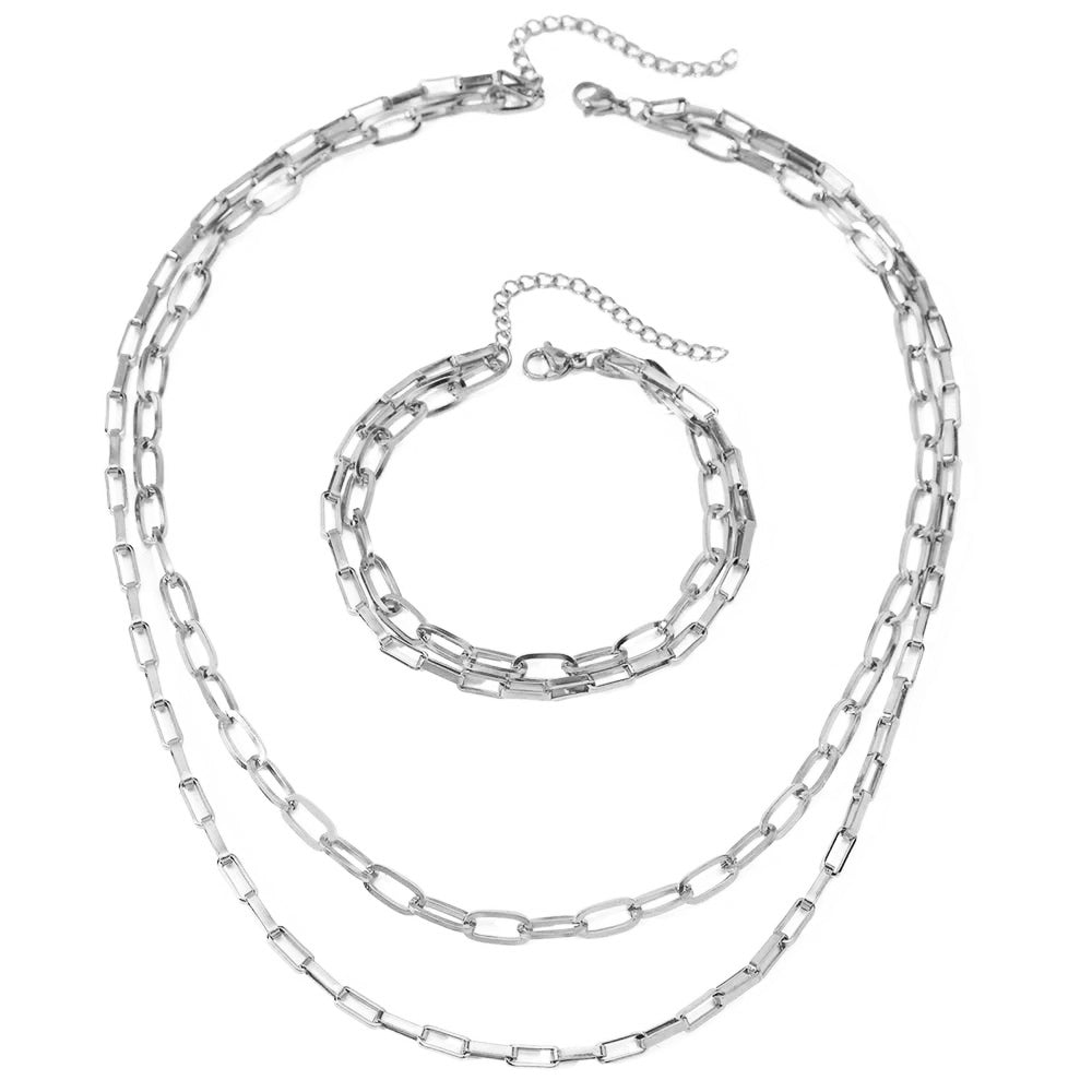 Interlocking Metal Paperclip Link Jewelry Set