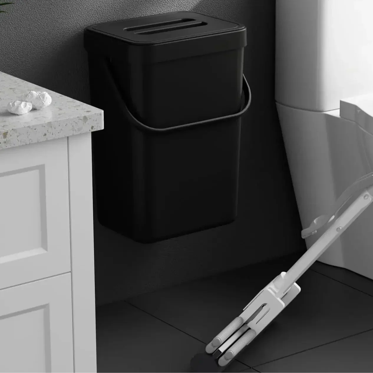 Compact Wall Mounted Mini Garbage Can with Cover
