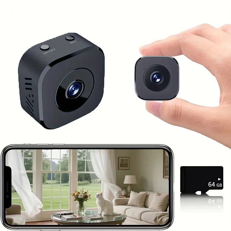 Compact WiFi Security Cam with Night Vision and Audio
