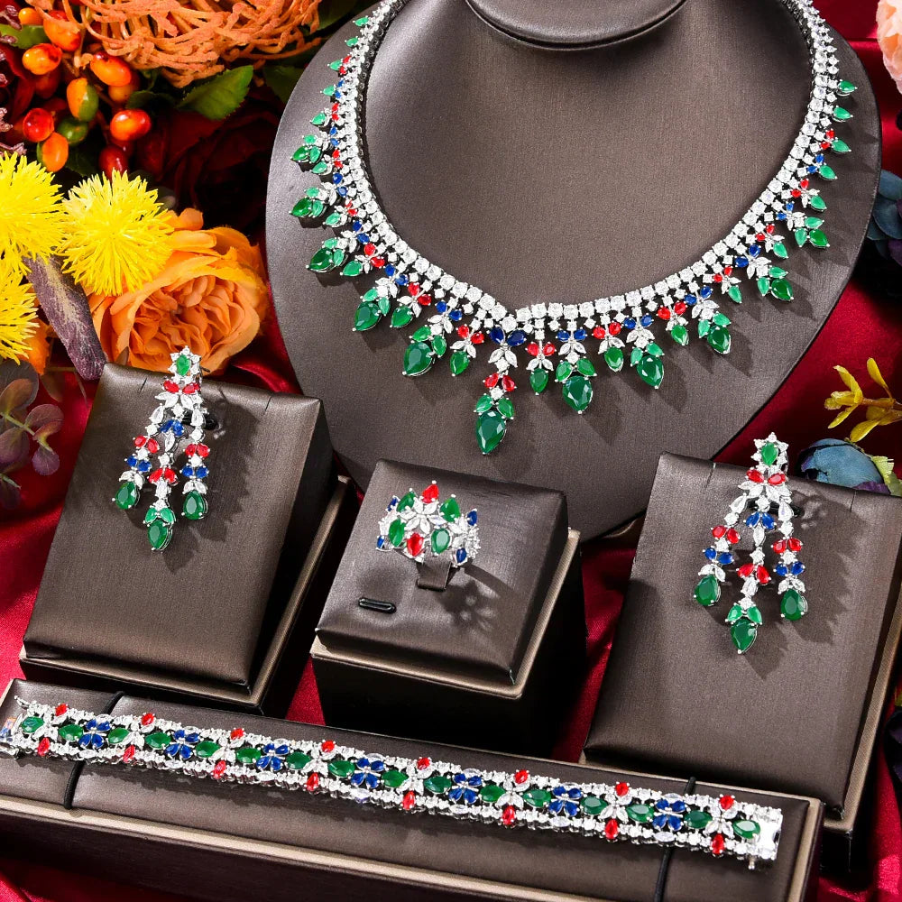 Beautiful Blue Gem Stone Jewelry Storage Box Set