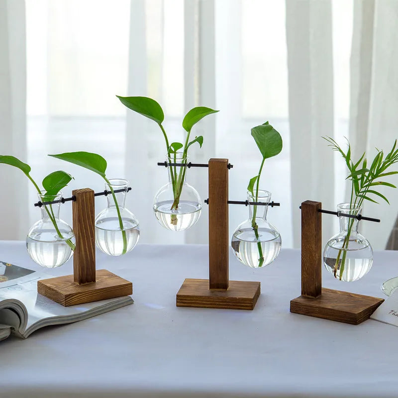 Contemporary Wooden Table Vase 3 Piece Set