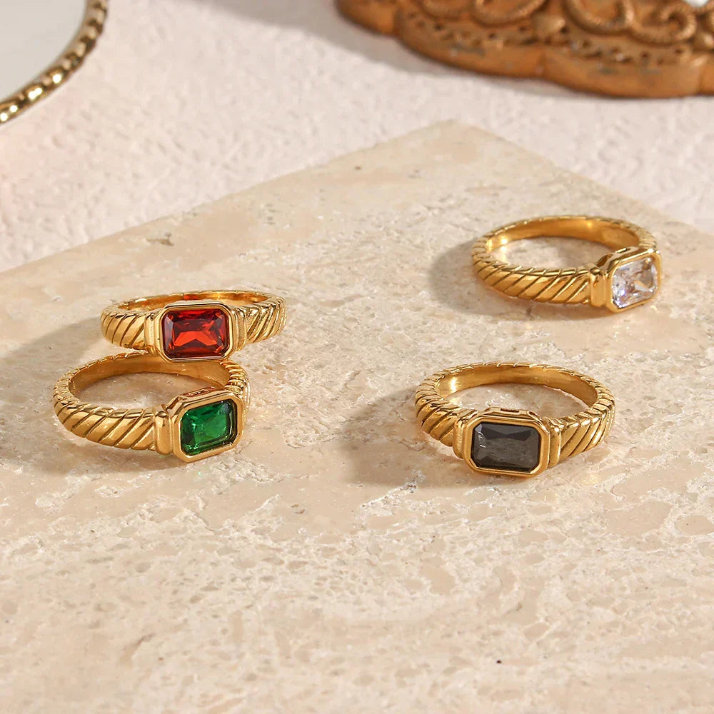 Fashionable Multi Color Baguette Ring