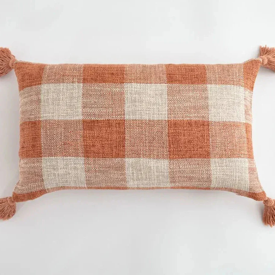 Decorative Throw Pillow Cover with Colorful Tassels