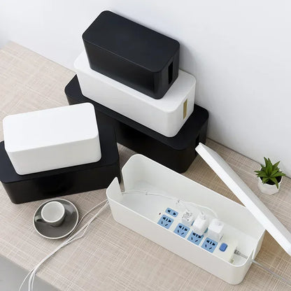 Cable Management Box with Lid - 32cm Cord Organizer