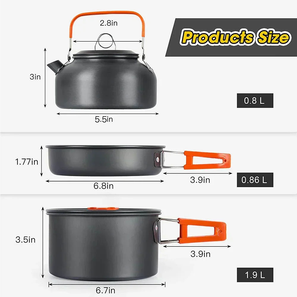 Compact Travel Cookware Set - Durable Easy Clean Camping Kit