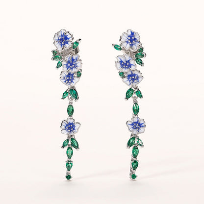 Timeless Blue Flower Dangle Earrings