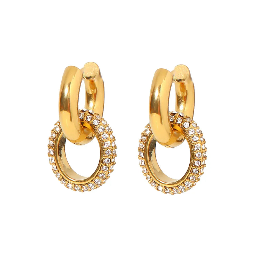 Luxurious 18k Gold Diamond Dangle Hug Earrings
