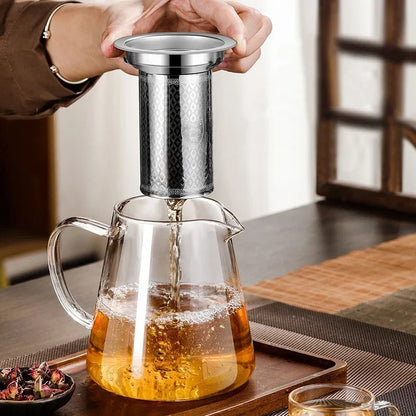 Big Thermal Glass Teapot with Metal Strainer