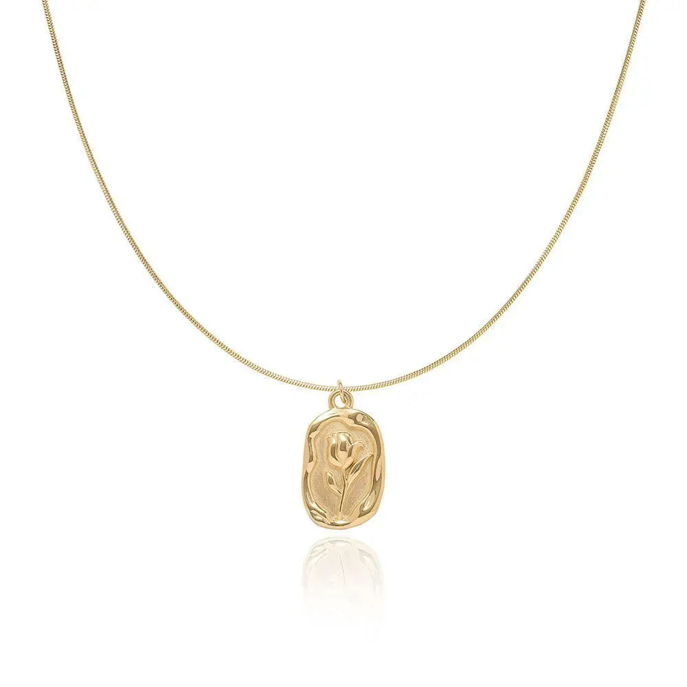 Dainty Floral Pendant Chain Necklace - Luxicro
