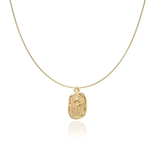 Dainty Floral Pendant Chain Necklace - Luxicro