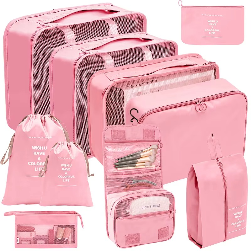 Compact 9 Piece Travel Packing Accessory Kit