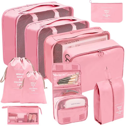 Compact 9 Piece Travel Packing Accessory Kit