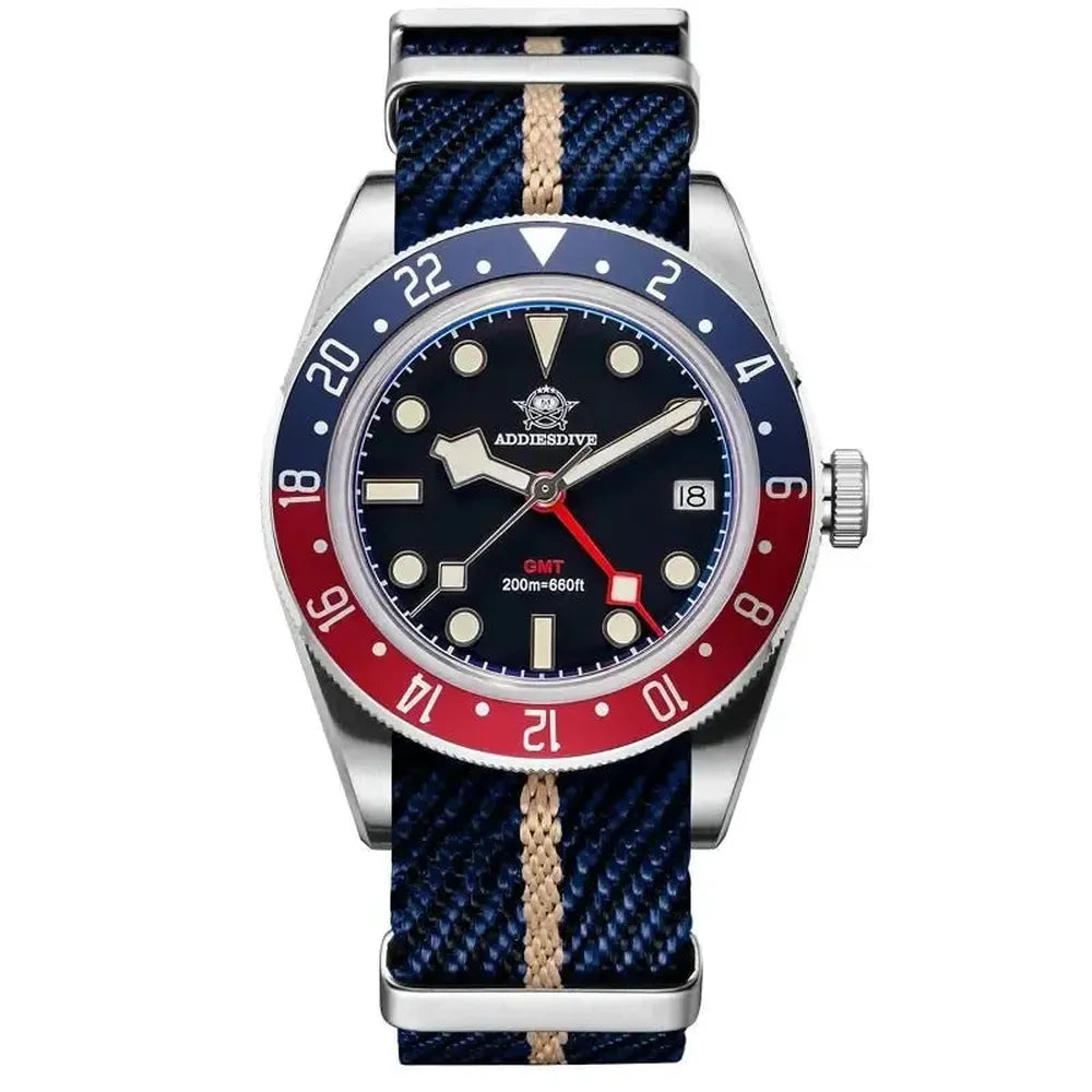 Waterproof 39mm Quartz Diver Watch, 200M Swiss Movement