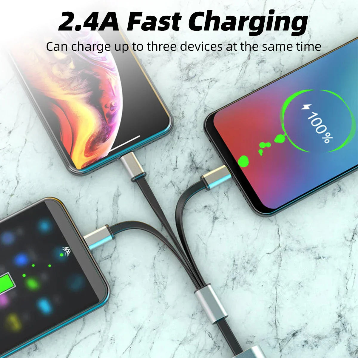 Durable 3in1 Metal Fast USB Charging Cord