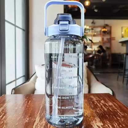 Large 68oz Sports Water Bottle with Lid and Meter