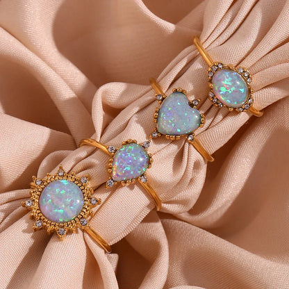 Shiny Gemstone Adjustable Fashion Rings