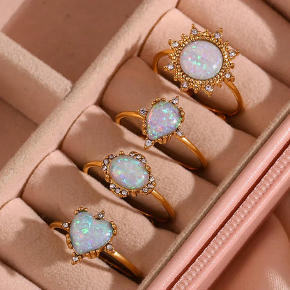 Shiny Gemstone Adjustable Fashion Rings