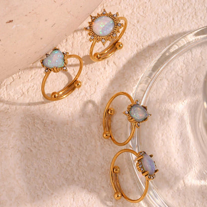 Shiny Gemstone Adjustable Fashion Rings