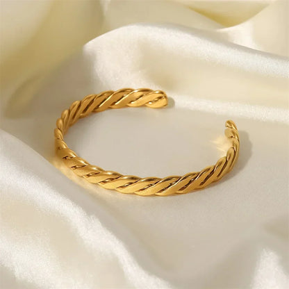 Elegant 18k Gold Plated Twist Bangle Bracelet