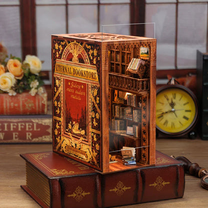 Mini Wooden Dollhouse Book Shelf Kit Cozy Library Decor
