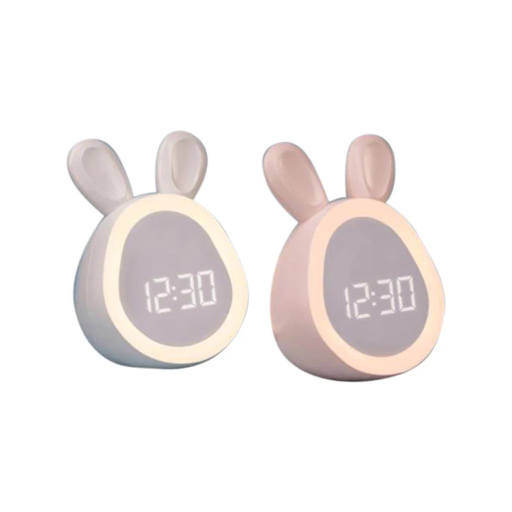 Cute Kids Rabbit Clock with LED Nightlight