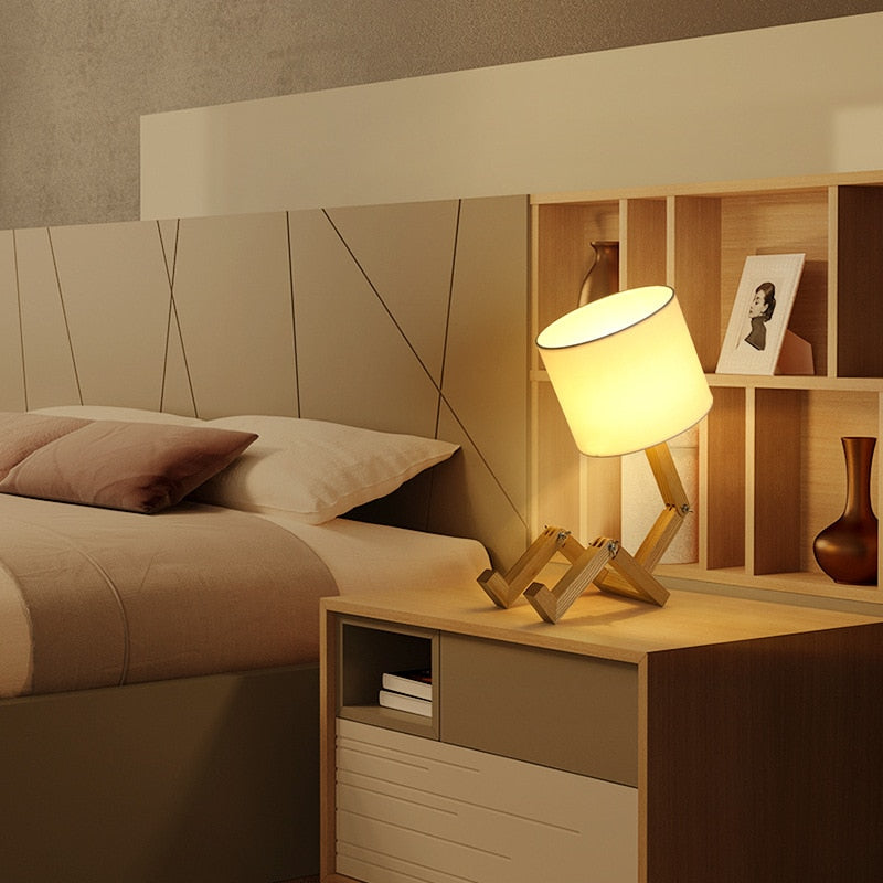 Rustic Wood Bedroom Night Lamp