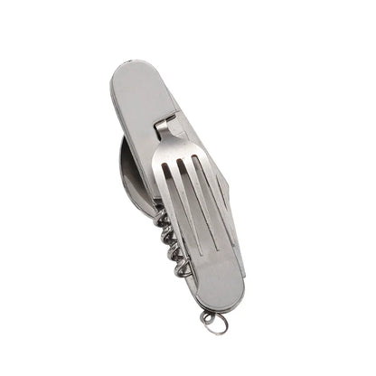 Compact Multi-Tool Stainless Steel Camping Utensils
