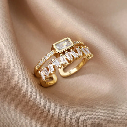 Elegant 2 Layer Diamond Baguette Ring