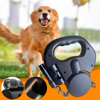 Strong Double Dog Leash with LED Flashlight
