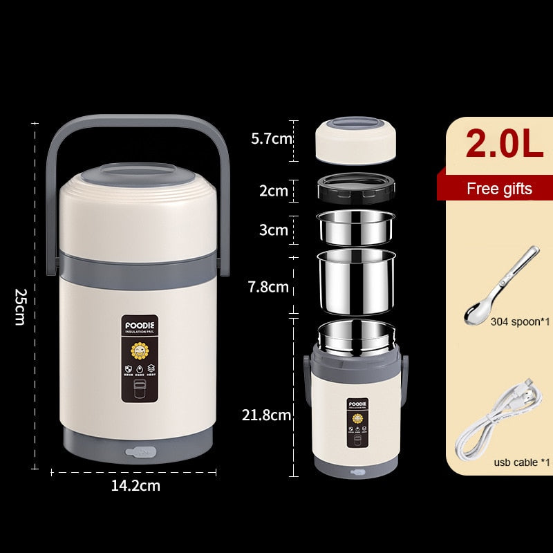 Heated Lunch Box with USB Thermal Insulation
