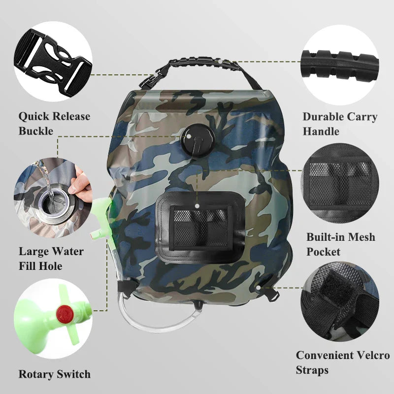 Compact Solar Powered Shower Kit 20L