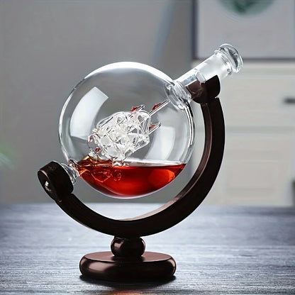 Unique Glass Globe Whiskey Decanter Set