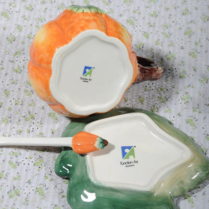 Vibrant Autumn Porcelain Pumpkin Coffee Mug Set
