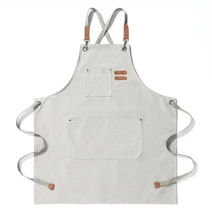 Durable Canvas Crossback Apron With Pockets For BBQ