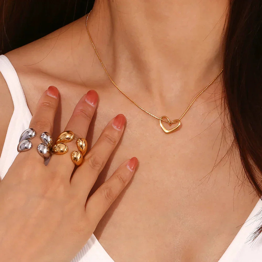 Elegant 4 Drop Gold Pendant Ring