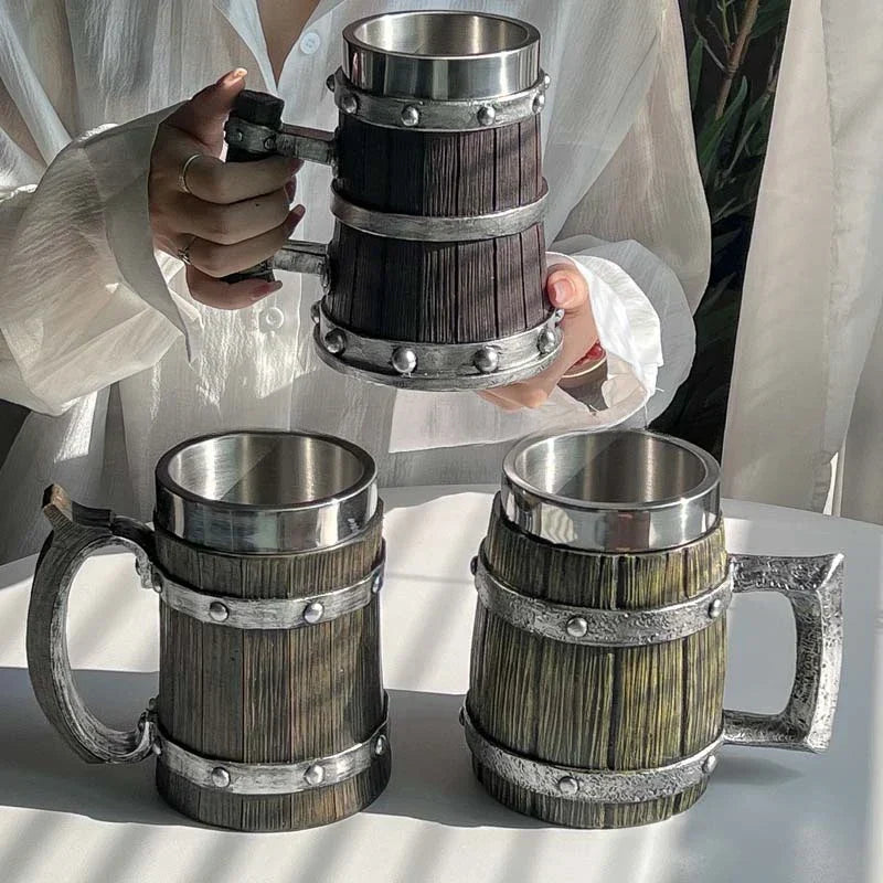 Traditional Viking Style Wood Coffee Mug - Luxicro