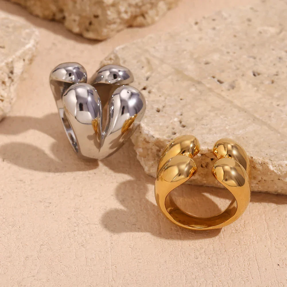 Elegant 4 Drop Gold Pendant Ring