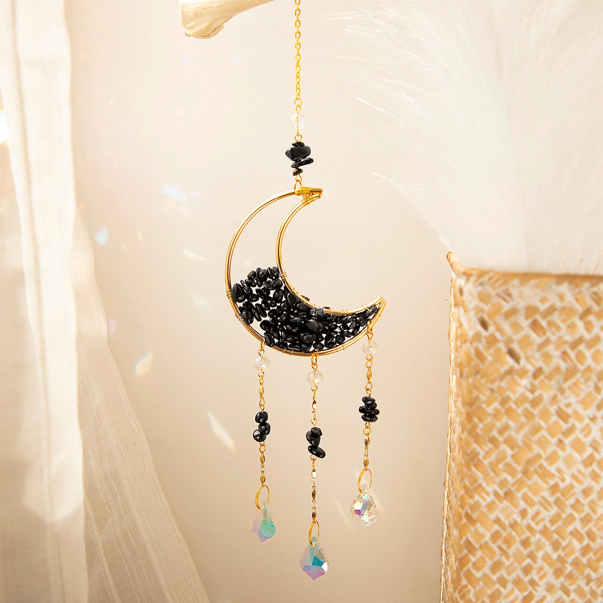 Glossy Glass Moon Wall Decor