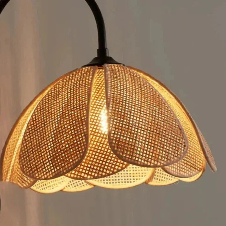 Rustic Textile Wall Light - Warm Floral Shade
