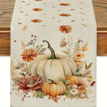 Cozy Fall Table Runner with Pumpkin Design