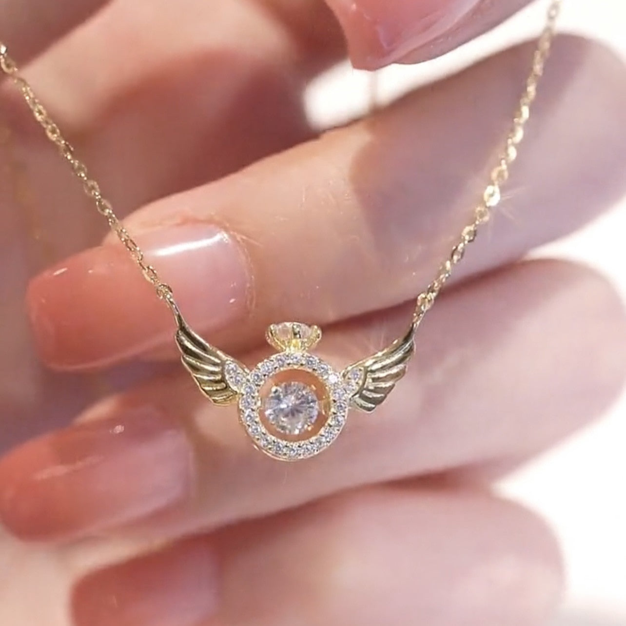 Shiny Wing Pendant Crystal Necklace