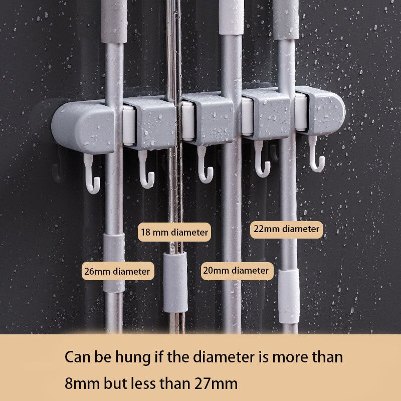 Space-Saving Wall Mount Mop Holder