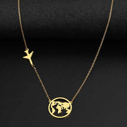 Vintage World Map Pendant Necklace - Luxicro