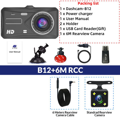 Dual Lens Car Dash Cam with Loop Recording & G Sensor