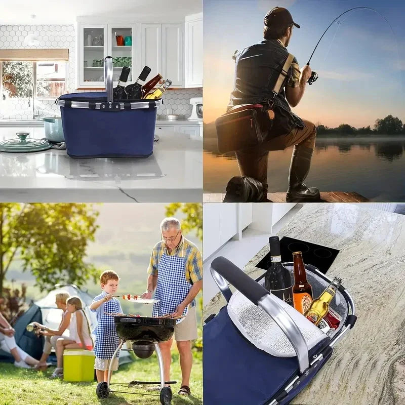 Portable Insulated Picnic Basket with Carry Handle
